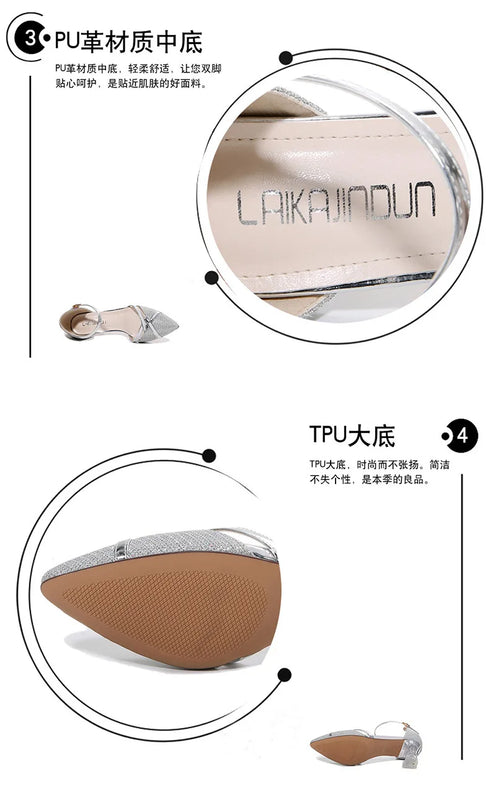 Elegant Slip-On High Heels for Women - Solid Sexy Sandals with Buckle and Sequin Design for Parties and Nightclubs